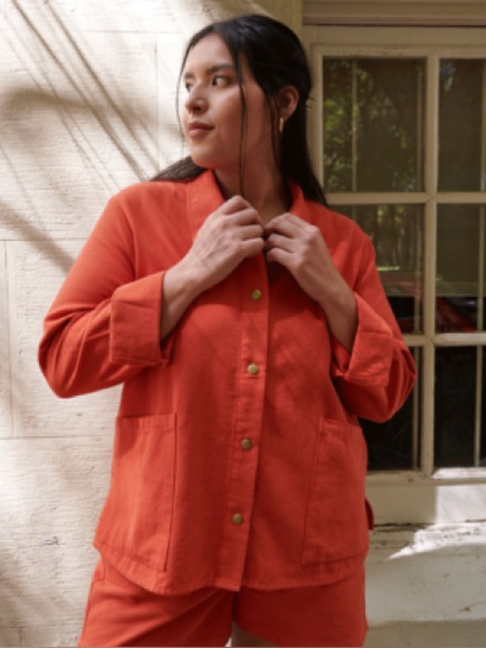 Noble Paprika Chore Snap Button Organic Cotton Lightweight Jacket Shacket XL